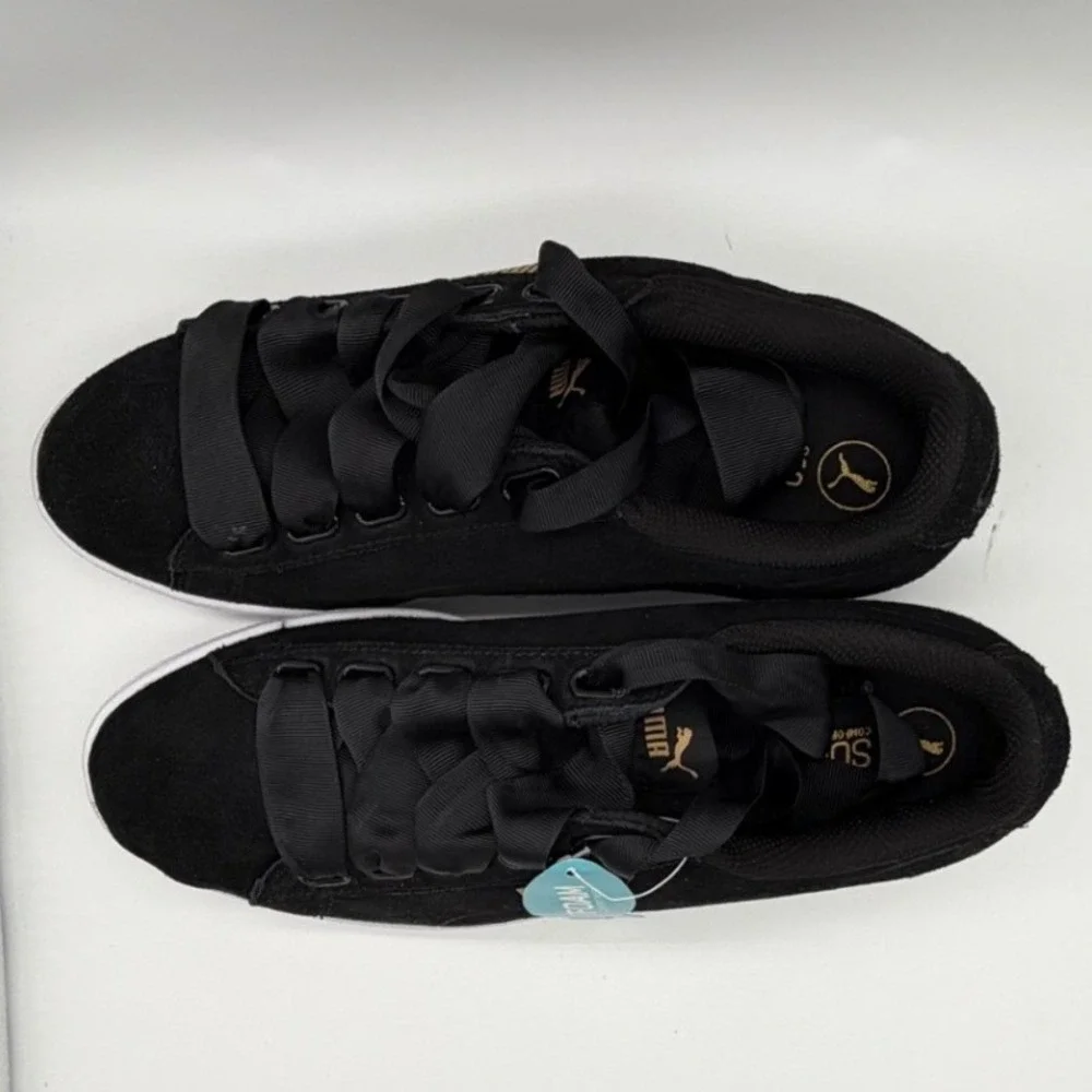 Puma Vikky Ribbon Women's 8.5 Black Solid Regular Fit Modern Elegant Coquette